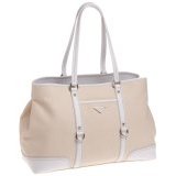 Prada Women's Straw Handbag with Leather Trim