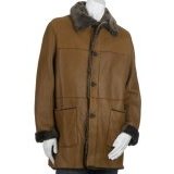 Prada Men's Full Length Fur Lined Suede Coat, Tobacco